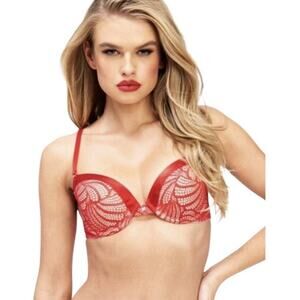 NWT! Frederick's of Hollywood Exxtreme Cleavage Tuxedo Red Lace Bra 38C